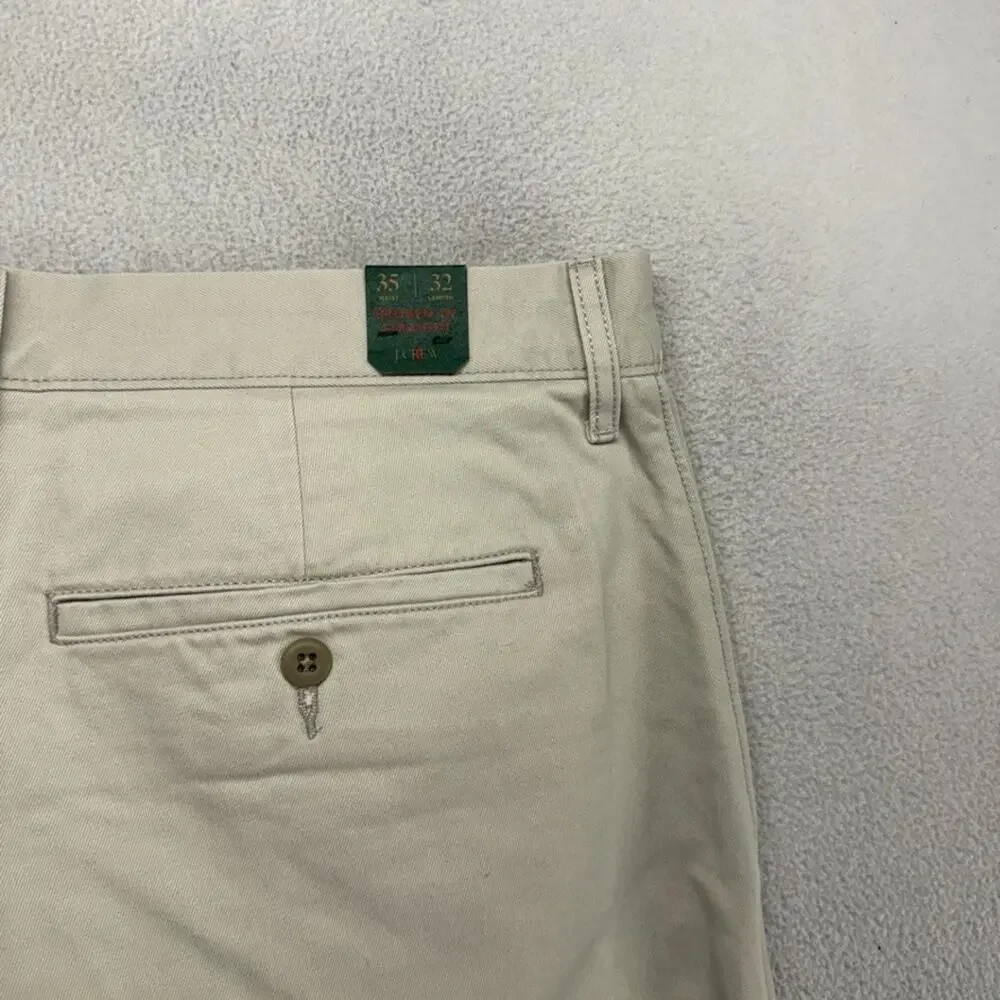 J Crew Pants men's 35x32 Beige tan Broken In Straight Chino Loose Preppy NEW